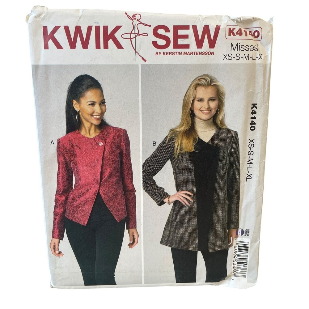 Kwik Sew K4140 Misses' Jackets XS-XL Sewing Pattern UNCUT FF